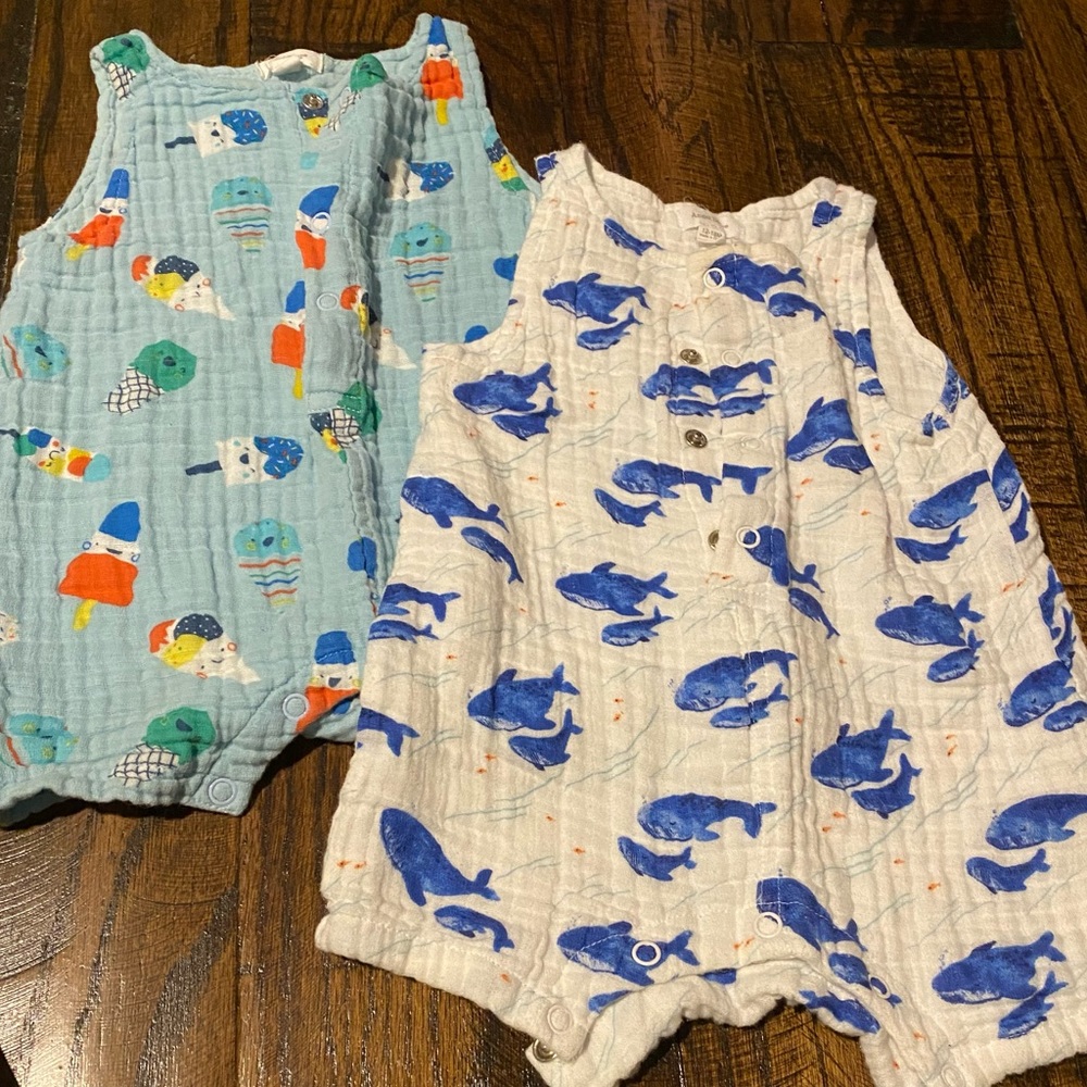 Angel Dear Muslin short romper set 2 sz 12-18m